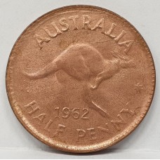 AUSTRALIA 1962 . HALF 1/2  PENNY . ERROR . WEAK STRIKE ON LEGENDS
